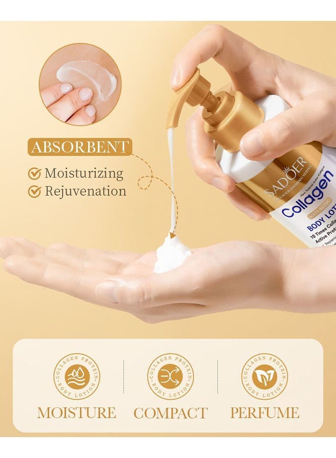 SADOER Collagen Anti-Wrinkle Repair Body Lotion, Collagen Cream Skin Care Face Lotion & Body Milk, Skin Firming Moisturizer Anti Aging Face Lotion & Tightening Body Moisturizers Lifts, Firms, Tightens, 300g - Image 5